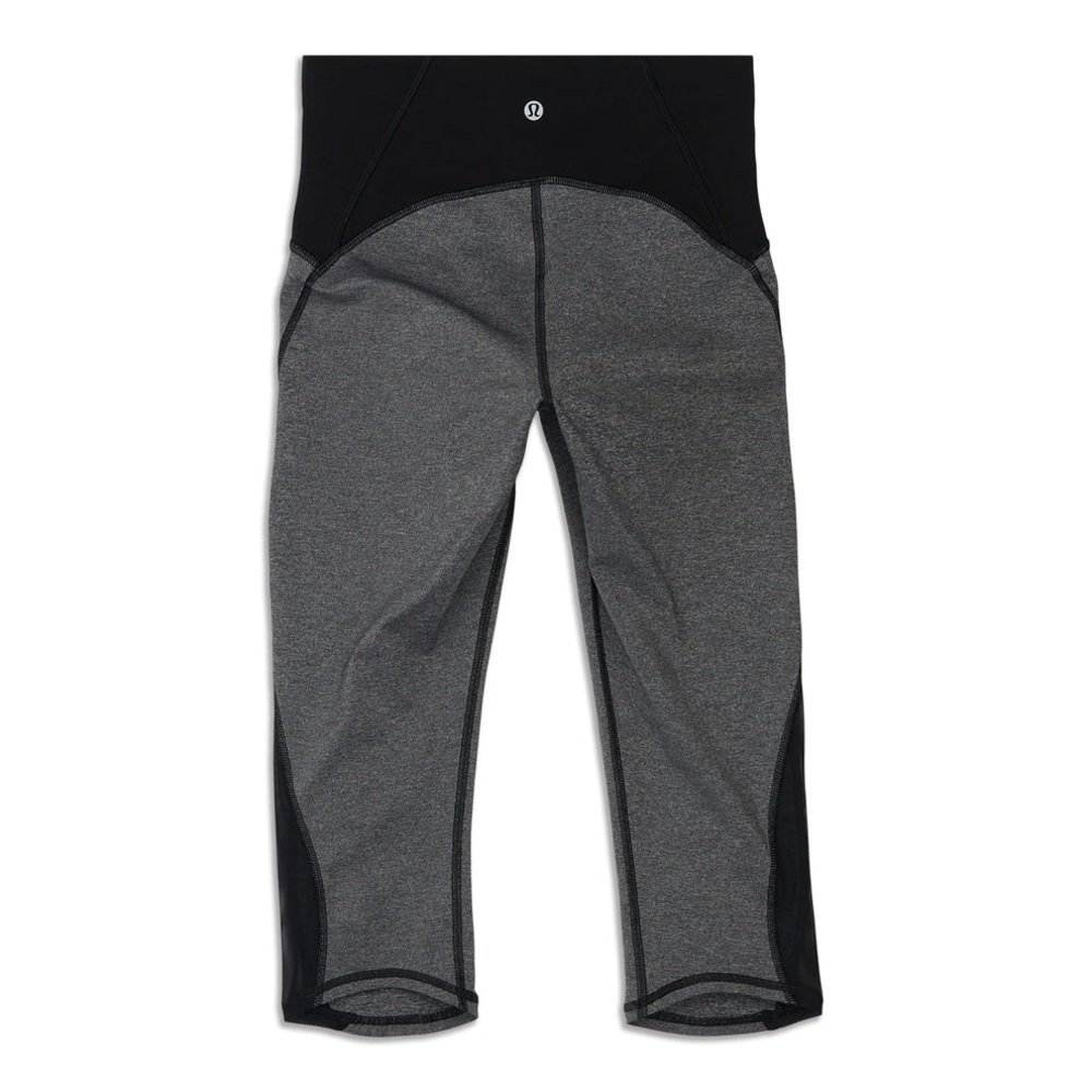 Lululemon Train Times Leggings Crop 17" Heathered Black Mesh Luxtreme TearTag 2